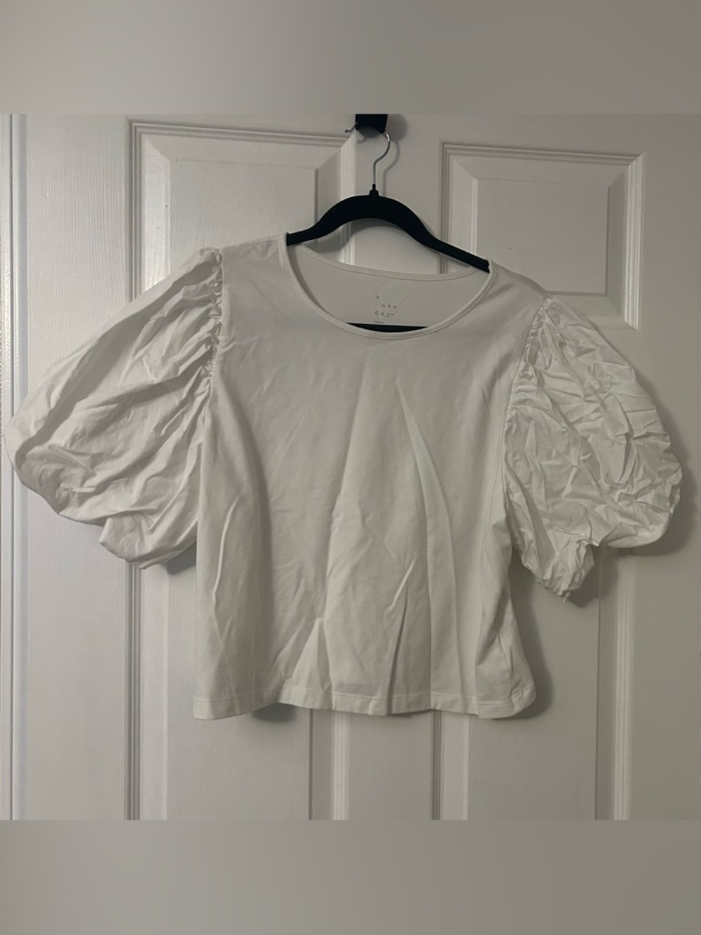 a new day White Short Balloon Sleeve Top